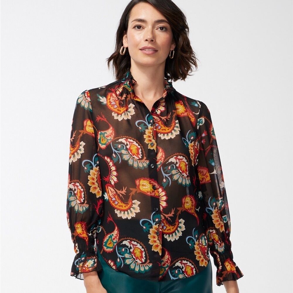 CHICO’S Chiffon Paisley Shirt